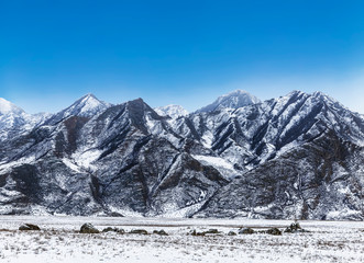 View of snow-capped mountain peaks