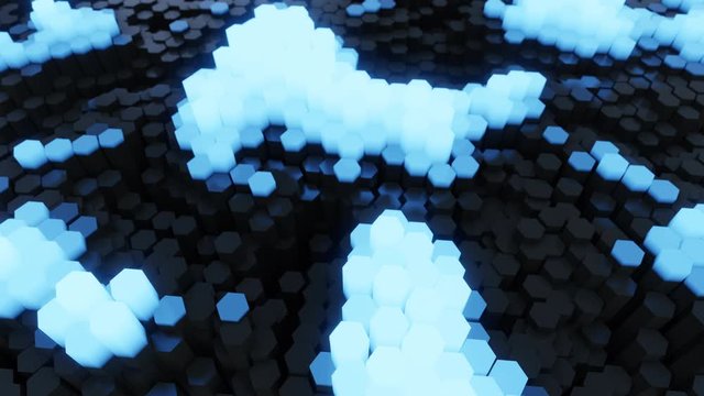 Footage of hexagon waving and transform to cloud symbol