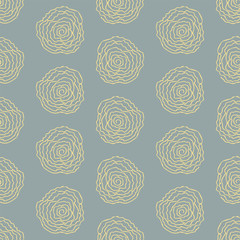 Hand drawn seamless pattern with yellow roses. Vector illustration. EPS 10