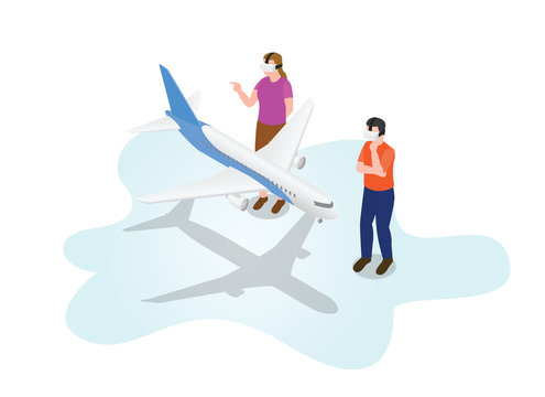 ar augmented reality 3d modelling with big aeroplane plane air transportation with modern isometric style