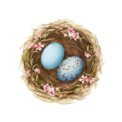 Happy Easter vector watercolor hand painted greeting card. 