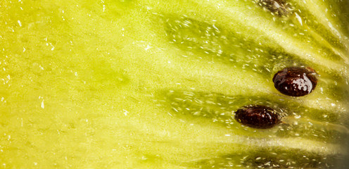 Green kiwi fruit background. Texture of tropical juice and healthy dessert.