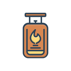 Color illustration icon for gas flame