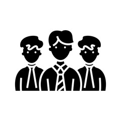 Collective of employees black icon, concept illustration, vector flat symbol, glyph sign.
