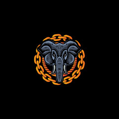 elephant chain illustration design. vector elephant is perfect for design fasion shirts
