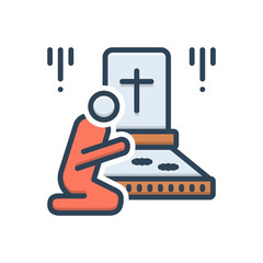 Color illustration icon for bereaved graveyard 