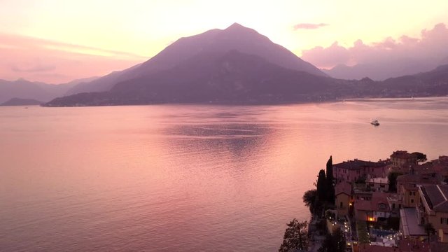 Como lake Italy Aerial view sunset blue beautiful