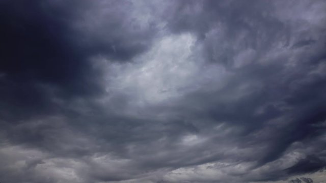 time lapse, rain storm cloud moving above dark sky