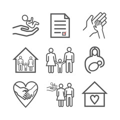 Adoption line icons set. Vector signs for web graphics
