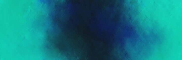 abstract painting background graphic with light sea green, very dark blue and teal green colors and space for text or image. can be used as horizontal background texture