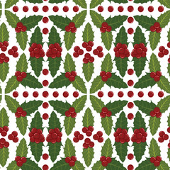 Holly Berries Seamless Pattern
