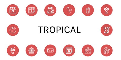 Set of tropical icons