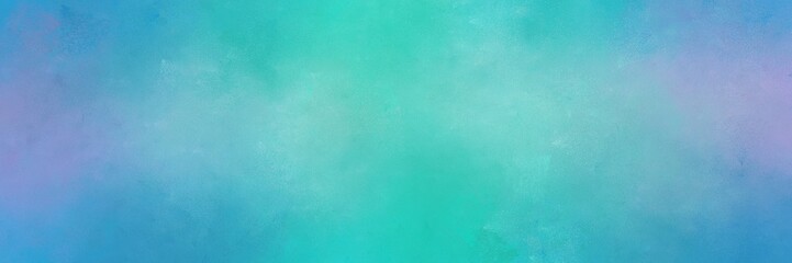 medium turquoise, sky blue and light pastel purple colored vintage abstract painted background with space for text or image. can be used as horizontal header or banner orientation