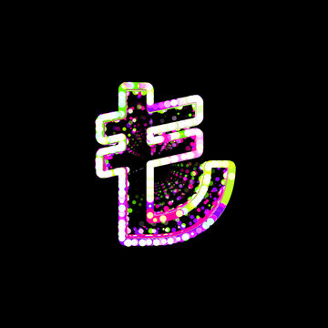 recommend clip art: Symbol lira sign from multi-colored circles and stripes. UFO Green, Purple, Pink