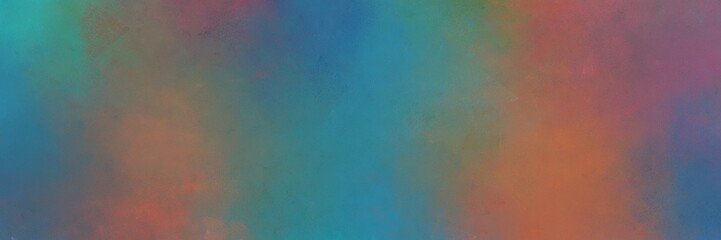 dim gray, teal blue and pastel brown colored vintage abstract painted background with space for text or image. can be used as horizontal background texture
