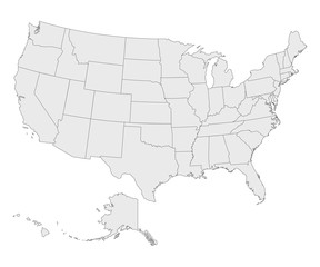 Political map of United States od America, USA