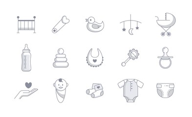 Baby Related Icons Set. Vector Illustration