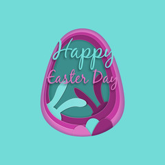greeting happy easter in paper cut style