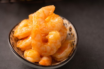 Fresh and full shelled shrimps