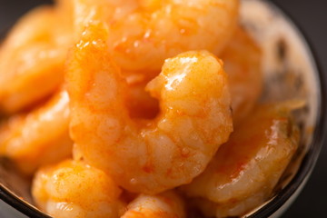 Fresh and full shelled shrimps