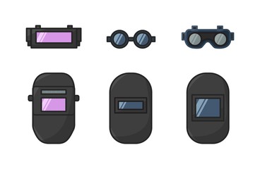 vector illustration safety goggles and welding helmet 