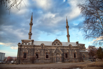 Fethiye Mosque In Kars. Aleksandr Nevski Cathedral (Russian military Church) the dome of the...
