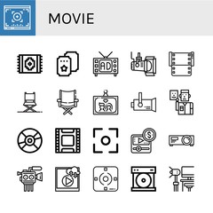 movie simple icons set