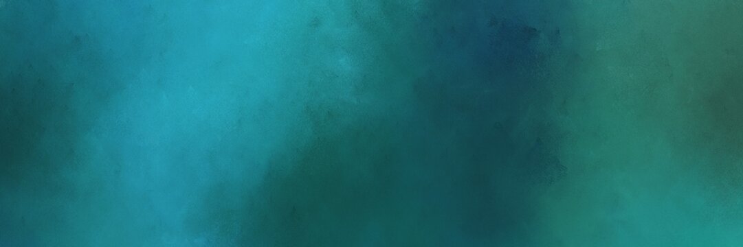 abstract painting background texture with teal blue, teal green and light sea green colors and space for text or image. can be used as horizontal background texture