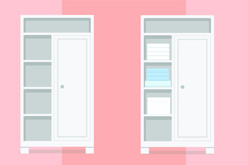 Simple wardrobe of clothes, used for interior setup