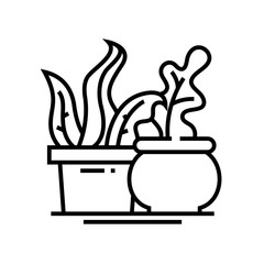 Room plants line icon, concept sign, outline vector illustration, linear symbol.