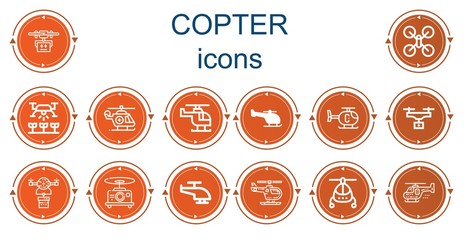 Editable 14 copter icons for web and mobile