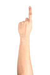 Hand show finger number one isolated on white background with clipping path.