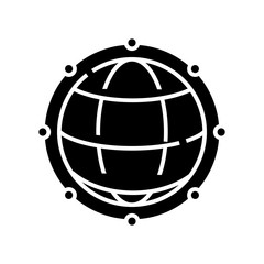 Earth system black icon, concept illustration, vector flat symbol, glyph sign.