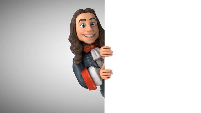 3D animation of a cartoon man in historical baroque costume
