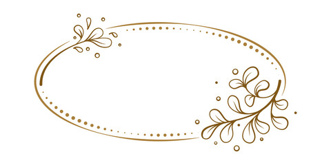 Vector horizontal oval dotted frame frame with spring floral decoration