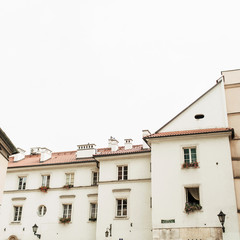 Old town Krakow, Poland, 2019. Historic center. Architecture city travel concept. Neutral colors.