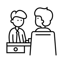 Job interview line icon, concept sign, outline vector illustration, linear symbol.