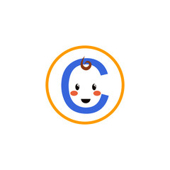 Obraz premium Happy kid with Alphabet letter C logo