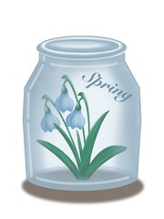 Snowdrops in the jar. Spring. Springtime 