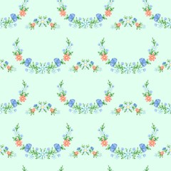 Fototapeta na wymiar Forest flowers. Seamless floral background. Watercolor pattern