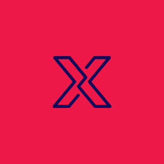 x logo initials, line art outline style