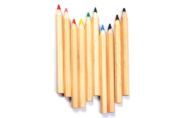 colored pencils isolated on white background. close up