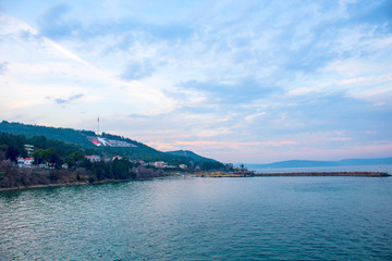 Fototapeta premium Canakkale, Turkey - February 19, 2020; Stop Passenger Monument (Dur Yolcu -Kilitbahir Village, Eceabat District, located on the Gallipoli Peninsula)