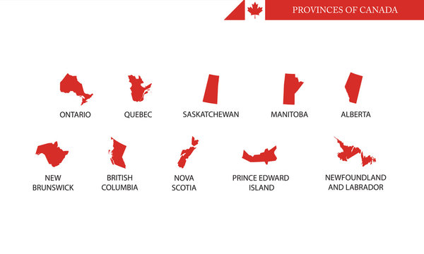 Canada provinces and territories map outline shape