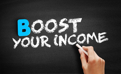 Boost Your Income text on blackboard, business concept background