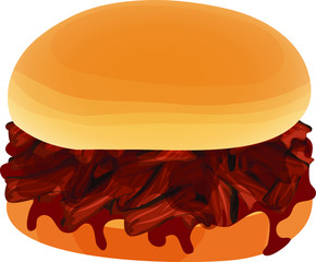 Chopped Beef Barbecue Sandwich with Barbecue Sauce