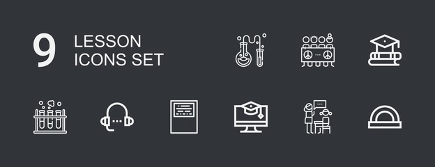 Editable 9 lesson icons for web and mobile