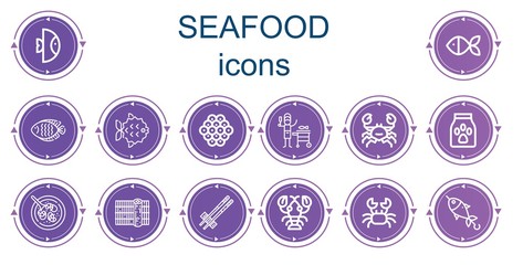 Editable 14 seafood icons for web and mobile