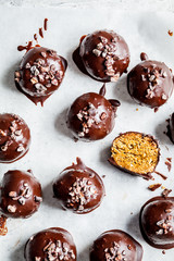 Vegan Chocolate Truffle Balls with peanut butter.