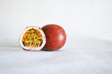 Passion Fruit from farm, photo top view split-toned.